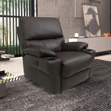 Imagem de Poltrona do Papai Sala de Cinema Mia Reclinável Retrátil Power Elétrico Base Fixa Couro Marrom Capuccino G40 - Gran Belo