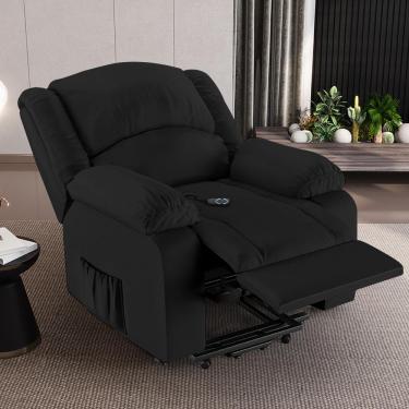 Imagem de Poltrona do Papai Reclinável Sala de Cinema Madrid Elevação Lift Elétrico PU Preto  G23
