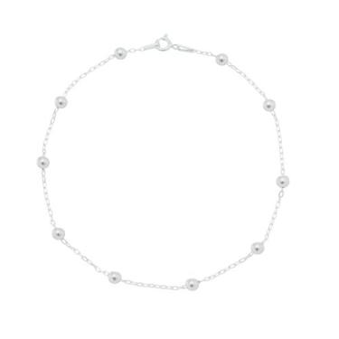 Imagem de Tornozeleira em prata 925 de bolinha lisa joias prata 24CM - Encantada