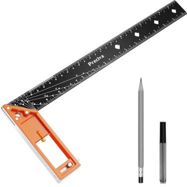 Imagem de Régua quadrada para carpintaria Preciva de 16 cm com escala de 1/16