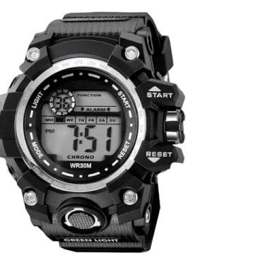 Imagem de Relógio masculino digital silicone prova dagua preto + caixa original esportivo robusto