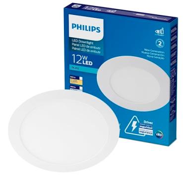 Imagem de Painel Plafon Led Philips de embutir redondo 12W luz amarela bivolt (100-240V)