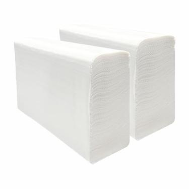 Imagem de KMAKII Toalha de mão multidobra de 2 camadas, toalhas de papel Disposanlee, branca, pacote com 400