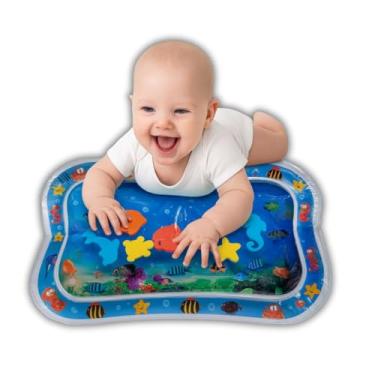 Imagem de Tapete Inflável Infantil Aquático DDG Toys – Brinquedo Sensorial para Bebê +2 Meses com Tema Fundo do Mar Tummy Time Presente