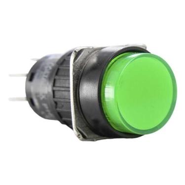 Imagem de Botão Pulsador Iluminado C/retenção P16-ir7-g2 Verde - 2rev - METALTEX