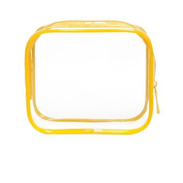 Imagem de Bolsa de Higiene Pessoal Transparente, Bolsa Cosmética Transparente Portátil com Alça, Bolsa de Mão de Aviação de Aeroporto, Unissex PVC, Preto (G)