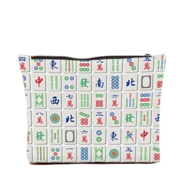 Imagem de Mahjong Bolsa de armazenamento de jogos de tabuleiro, Natal, Dia das Mães, presente de aniversário para mulheres, amante de Mahjong, bolsa de maquiagem de azulejos da sorte, bolsas de cosméticos para