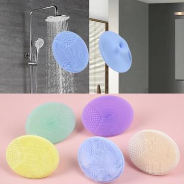 Imagem de Pacote com 4 escovas de silicone para limpeza facial macia, escova de limpeza facial esfoliante facial para limpeza profunda dos cuidados com a pele (oval)