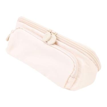 Imagem de LiebeWH Bolsa de Tecido para Lápis, Bolsa Triangular para Caneta, Grande Capacidade, 3 Camadas, Multifuncional, Bolsa de Papelaria para Uso Escolar e de Escritório