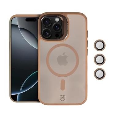 Imagem de Gshield Capa Case Capinha Titanium Desert com Protetores de Lente e Alça Suporte Elevada na Câmera, Compatível com MagSafe para (Bege, iPhone 16 Pro Max)