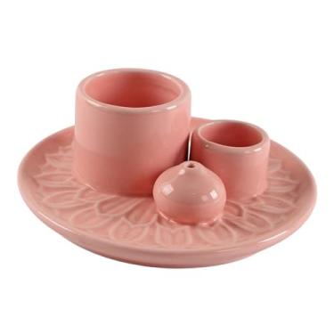 Imagem de KiBcsLic Porta-velas, Suporte para Sálvia E Incenso, Queimador de Incenso de Cerâmica, para Sala de Estar, rosa