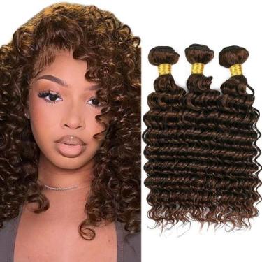 Imagem de Pacotes de cabelo Raivide Deep Wave 4 Dark Brown 8A Brazilian