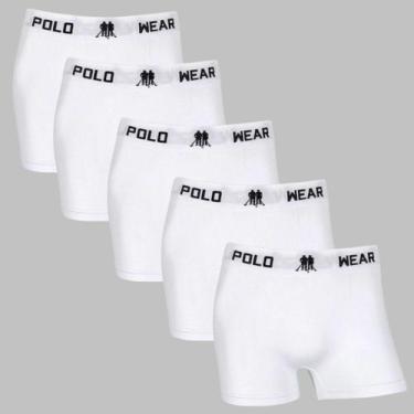 Imagem de Kit 5 Cuecas Boxer Polo Wear Microfibra Sem Costura Premium, Branco, P