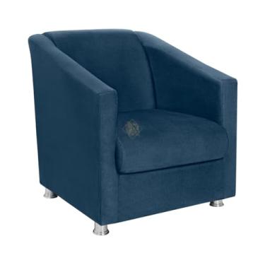 Imagem de Poltrona Bia em Suede – Estrutura em Madeira de Eucalipto, Espuma D-26 e Pés Plásticos 5cm, Design Moderno e Confortável para Sala, Quarto e Escritório (Azul Marinho)