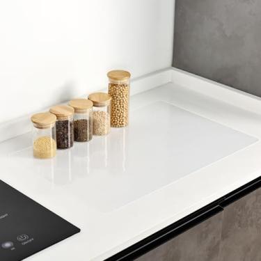 Imagem de Pacote com 2 tapetes de silicone transparente para balcão de cozinha 50 cm C x 39 cm L, protetor de bancada de silicone grande, antiderrapante resistente ao calor, tapete multiuso, jogo americano