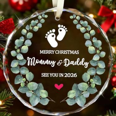 Imagem de Svnntaa Ornamento de bebê esperando 2026, presente para mamãe e papai, presentes para futuros pais, novos pais em breve 2026, ornamento de gravidez para mamãe e papai