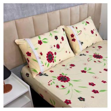 Imagem de Jogo de Lençol de Malha Casal 3 peças Estampado 100% Algodão Elástico Fronha c/Zíper(Modelo - 9)