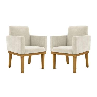 Imagem de Kit 02 Cadeiras C/Base Mesa/Estudos Poltrona bege