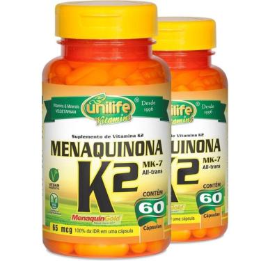Imagem de Kit 2 Vitamina K2 Menaquinona Mk7 60 Cápsulas Unilife