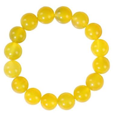 Imagem de Pulseira de ágata com miçangas de 12 mm amarela para homens e mulheres