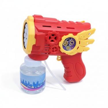 Imagem de Brinquedo Infantil Pistola de Bolhas 15cm Automática com Luz Colorida e Refil de Bolhas (VERMELHO)