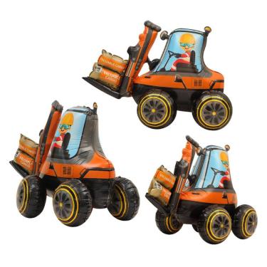 Imagem de Veículo de construção de empilhadeira 3D com balão metalizado 83x59cm 3 unidades