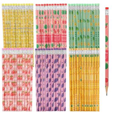 Imagem de 240 lápis de design de frutas, lápis de madeira grafite colorido e Hb para crianças, estudantes, materiais escolares e presentes de festa