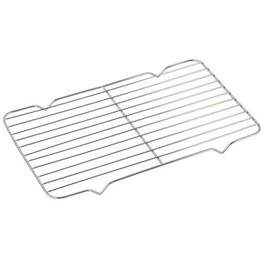 Imagem de Assadeira de 15,4 x 28 cm / 39 x 28 cm, grelha com grade aberta, grade de arame de aço inoxidável, bandeja retangular para assar, pontas recortadas de fixação fácil, para peixe e churrasco ótimo