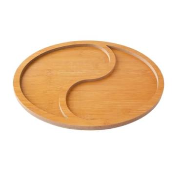 Imagem de Petisqueira Gamela Oval 2 Divisórias 29cm x 23,5cm MDF para Churrasco Frios Aperitivos Para Cozinha