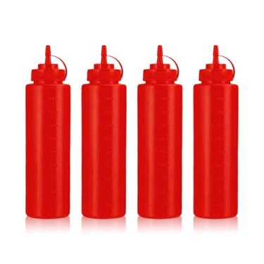 Imagem de WELKOR Garrafas de apertar para molhos, dispensador de condimentos à prova de vazamento, conjunto de garrafas de espremer de restaurante sem BPA com boca larga para ketchup, mostarda, xarope e molhos
