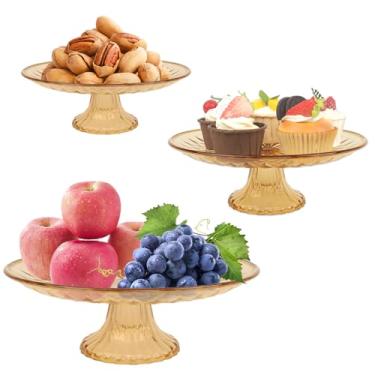 Imagem de Suporte de bolo de plástico, pacote com 3 suportes de bolo transparentes, suporte alto para exibição de bolo para casamento, evento, festa, suporte de bolo para cupcake, sobremesa, pizza