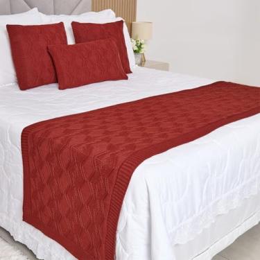 Imagem de Manta Casal, Peseira, Kit Peseira Manta Tricot Cama Casa + 3 Capas Almofadas(Cobre Escuro,Casal)