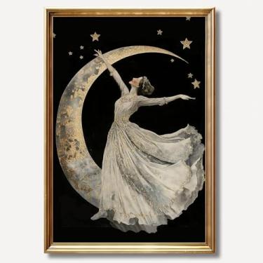 Imagem de Arte de parede vintage deusa imagens de lua escura tela gótica vintage impressão feminina estética escura academia arte de parede lua pôster temperamental pintura deusa grega arte estrela arte