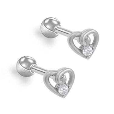 Imagem de Niaspi Brincos de coração de titânio 18G para mulheres minúsculos CZ pavimentados coração parafuso atrás cartilagem concha hélice tragus piercing joia, Small, Titânio, Sem pedra preciosa