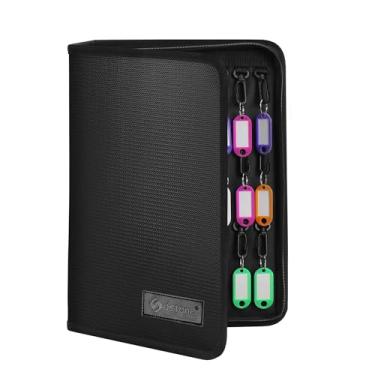 Imagem de Sdstone Estojo organizador de chaves com zíper, impermeável e à prova de fogo, fichário com 36 ganchos e etiquetas, livro de armazenamento de chaves para escritórios, agências imobiliárias, hotéis e