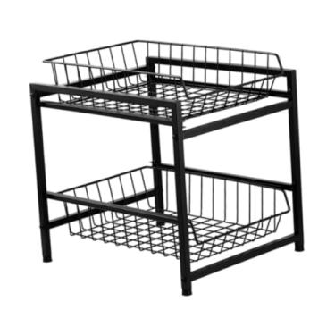 Imagem de SiaBiced Deslize para fora da despensa gaveta deslizante armário de armazenamento prateleira rack 2 camadas multiuso tempero rack pull out gabinete organizador