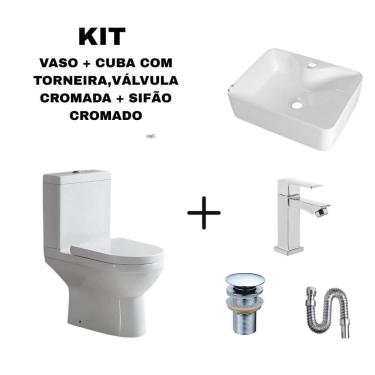 Imagem de Kit Cuba Jamari 48X38 + Vaso Smart Fit + Acessórios