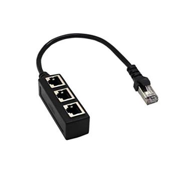 Imagem de Adaptador de Soquete RJ45 Fêmea 1 para 3 Portas Divisor Rede Plugue Extensor Cabo Ethernet Conector com Transmissão Estável Núcleo Dourado Blindagem c