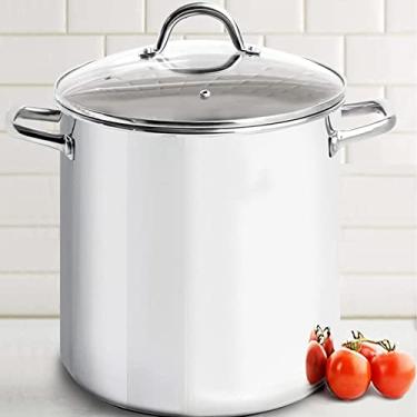 Imagem de uhyOHF Balde de sopa de aço inoxidável – Panela de sopa de grande capacidade, pote de sopa com tampa de vidro temperado, adequado para cozinha/restaurante/festa de hotel, adequado para todos os