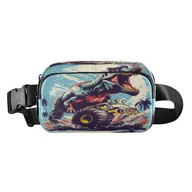 Imagem de CEBUGI Pochetes de caminhada para homens, mulheres, dinossauros e caminhões, modernas, resistentes à água, com cinto ajustável para treino, viagem, corrida