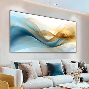 Imagem de Quadro Decorativo Abstrato Curvas em Movimento, com Moldura Retangular de 2cm, ideal para Sala de Jantar e Estar, Quarto, Escritório e Hall de entrada. Tamanho 60X90 cm.
