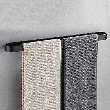 Imagem de Toalheiro Toalheiro Toalha única Toalheiro Montado na Parede Sem Perfuração Espaço Adesivo Alumínio para Banheiro-Preto_Ferragens de Banheiro de 50 cm
