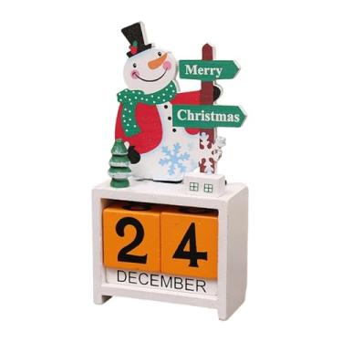 Imagem de UGPLM Calendário do Advento de Madeira com Contagem Regressiva, Calendário Perpétuo de Natal, Enfeite de Mesa para Quarto e Sala de Estar, Style E