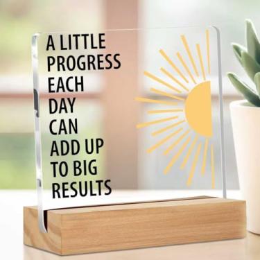 Imagem de Placa acrílica de afirmações positivas inspiradoras, presentes de apreciação motivacional luz do sol placa decorativa de mesa transparente com suporte, quarto sala de estar, mesa de casa decoração de
