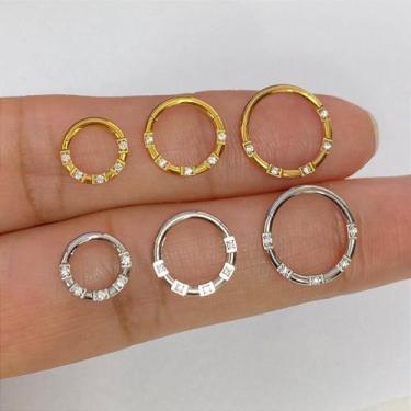 Imagem de Argola aço cirúrgico points clicker dourada com zircônias - no-brand