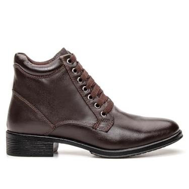 Imagem de Coturno Bota Feminina em Couro Legítimo com Amarração (Café, BR, BR, Adulto, Numérico, 36)