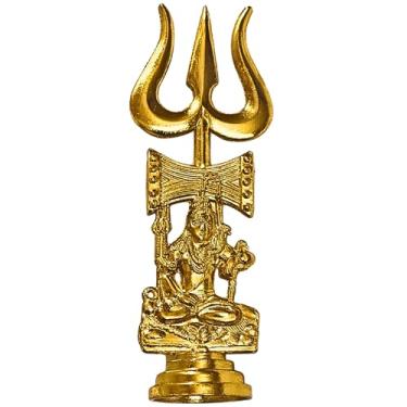 Imagem de EDZZEL Shiv Ji Trishul Damru Statue – Hindu Trident Symbol Table Decorative for Car Dashboard, Office & Home