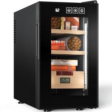 Imagem de NEEDONE Umidor elétrico para charutos 23L com sistema de controle silencioso de aquecimento e resfriamento, caixa de umidificador de armário termostático para 150 contagens, prateleiras e gaveta de