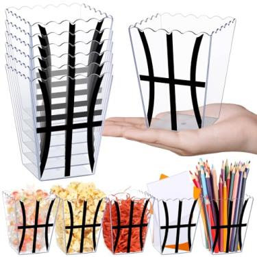 Imagem de Vesici 12 cestas de basquete de plástico transparente para presentes, cesta de presente vazia para idosos, lanche, baldes de pipoca, recipiente para presente de treinador, lembrancinha de festa