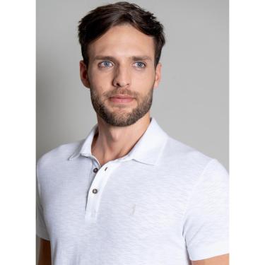 Imagem de Camisa Polo Signature Lisa Flamê Branca-Masculino